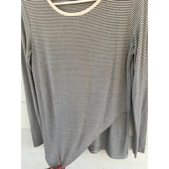 Banana Republic Striped Long Sleeve Top XS Black White Classic Stretch Tee - Picture 4 of 5